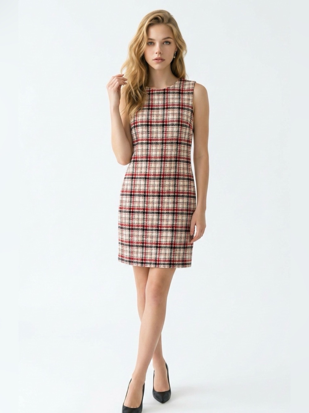 Made in Italy Vintage Kors Michael Kors Plaid Sleeveless 100% Wool Dress 8